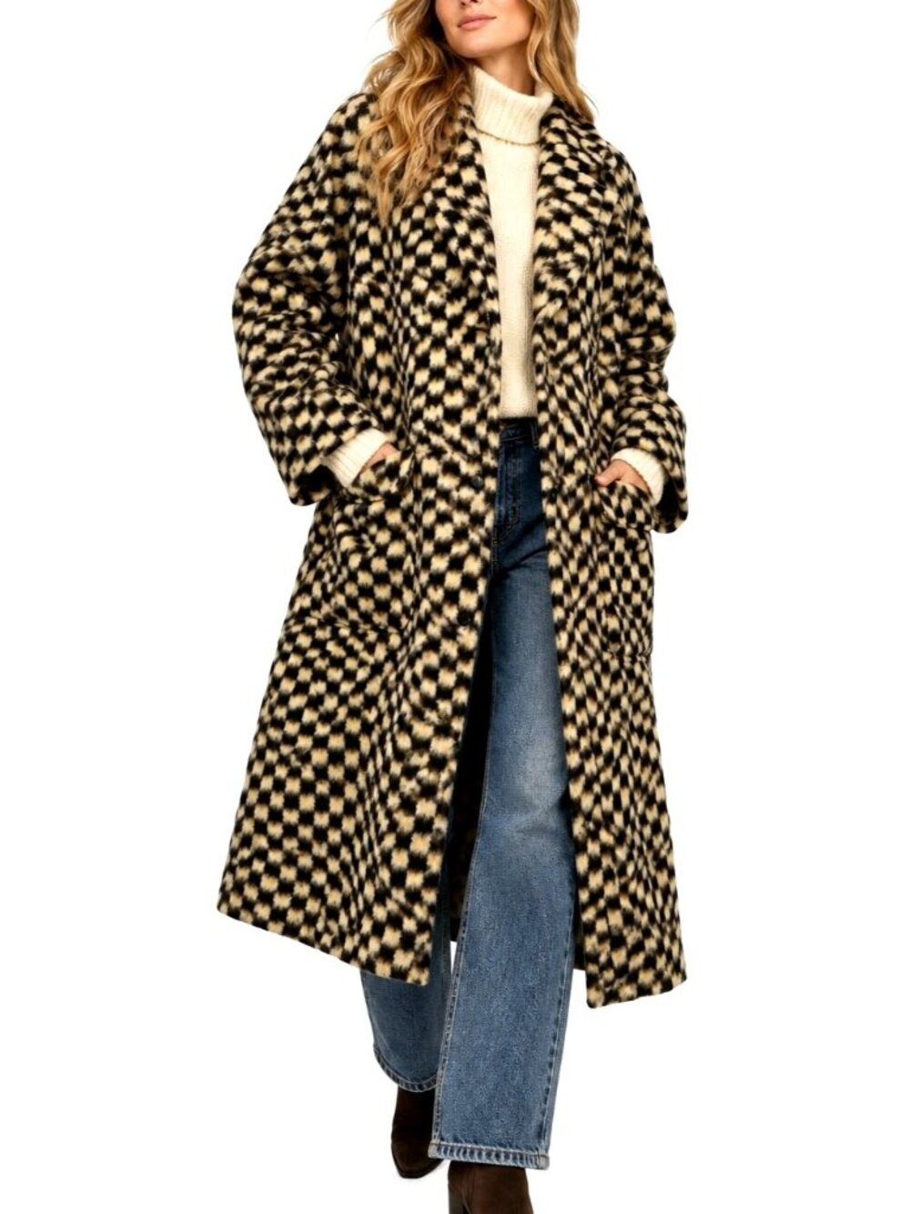 Hunter Bell Davis Coat Check Wool Blend Long Trench